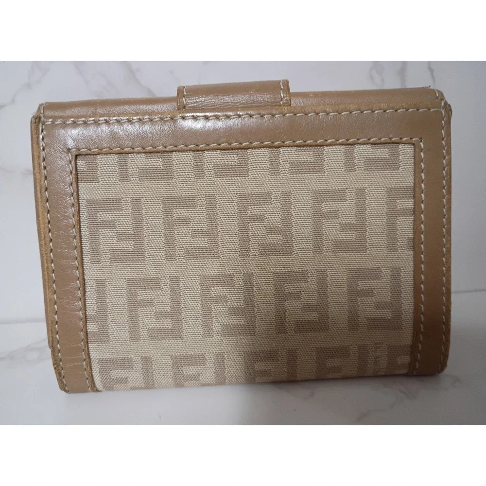 FENDI Vintage Zucchino Monogram Compact Canvas Wallet w/ Dust Bag - EUC